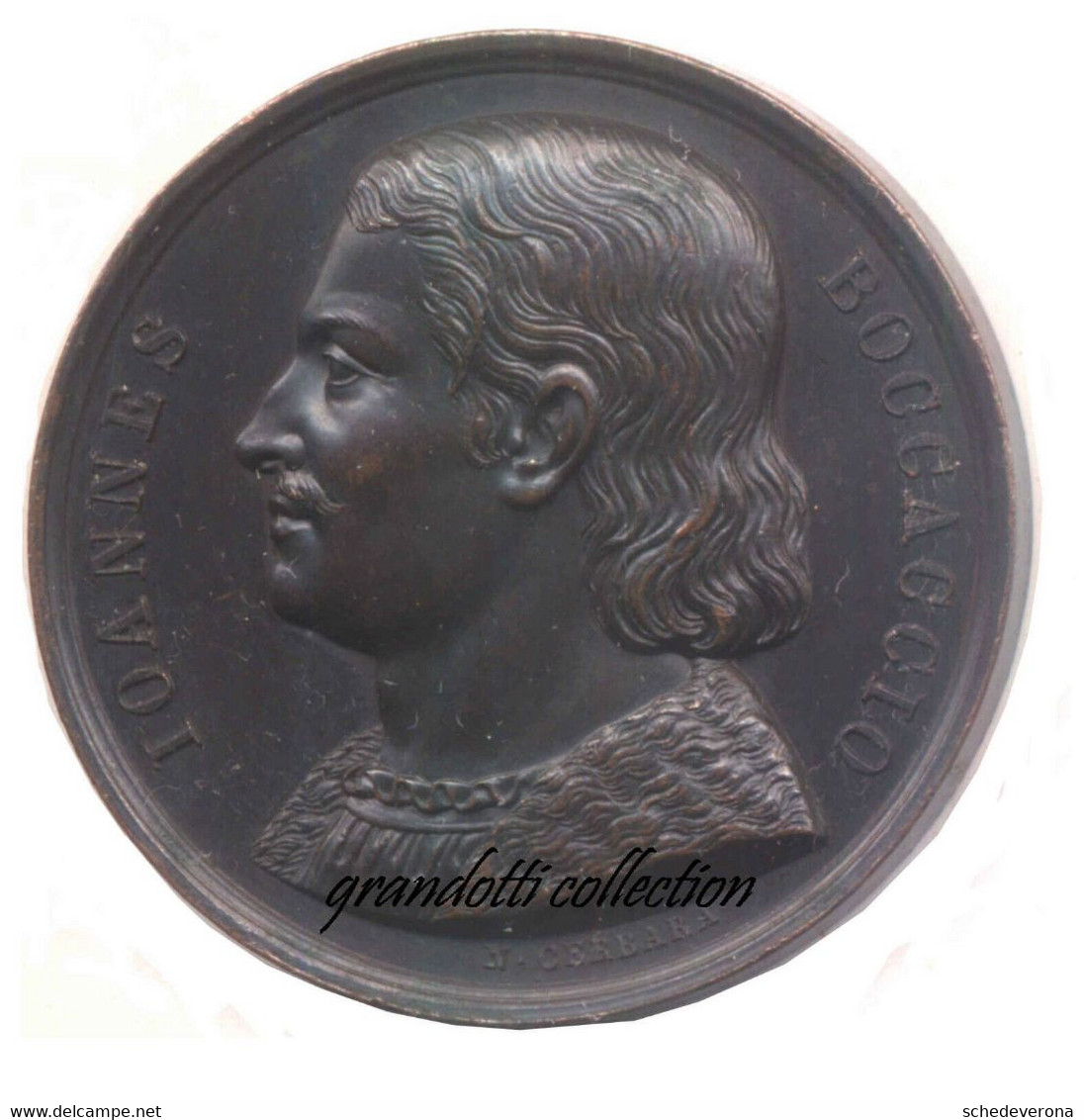 GIOVANNI BOCCACCIO NARRATORE 1850 MEDAGLIA NICOLA CERBARA - Monarquía/ Nobleza