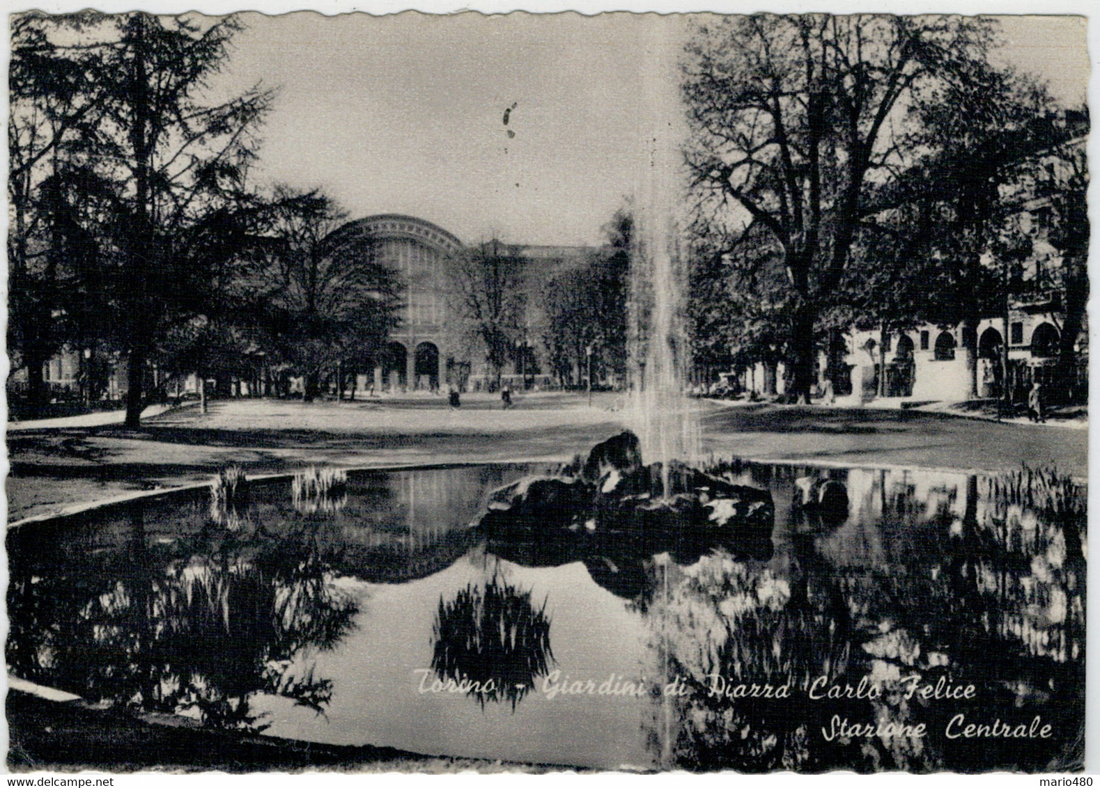 TORINO   GIARDINI   DI  PIAZZA  CARLO  FELICE  - STAZIONE  CENTRALE   2 SCAN  (VIAGGIATA) - Parcs & Jardins