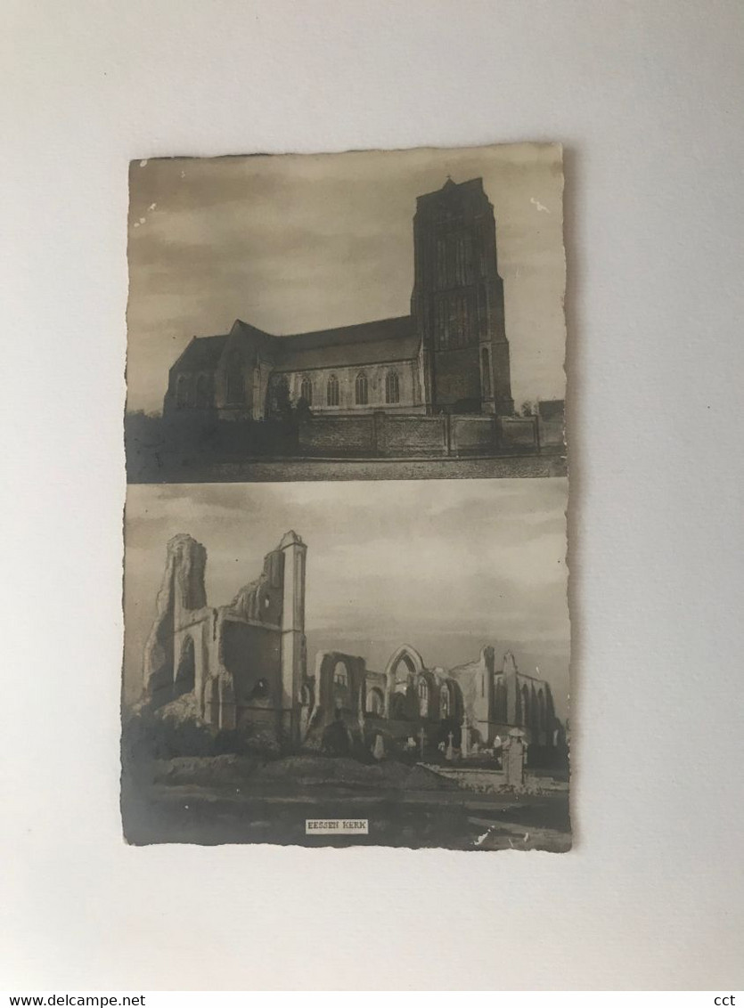Eessen Esen Diksmuide FOTOKAART Kerk Voor En Na De Eerste Wereldoorlog - Diksmuide