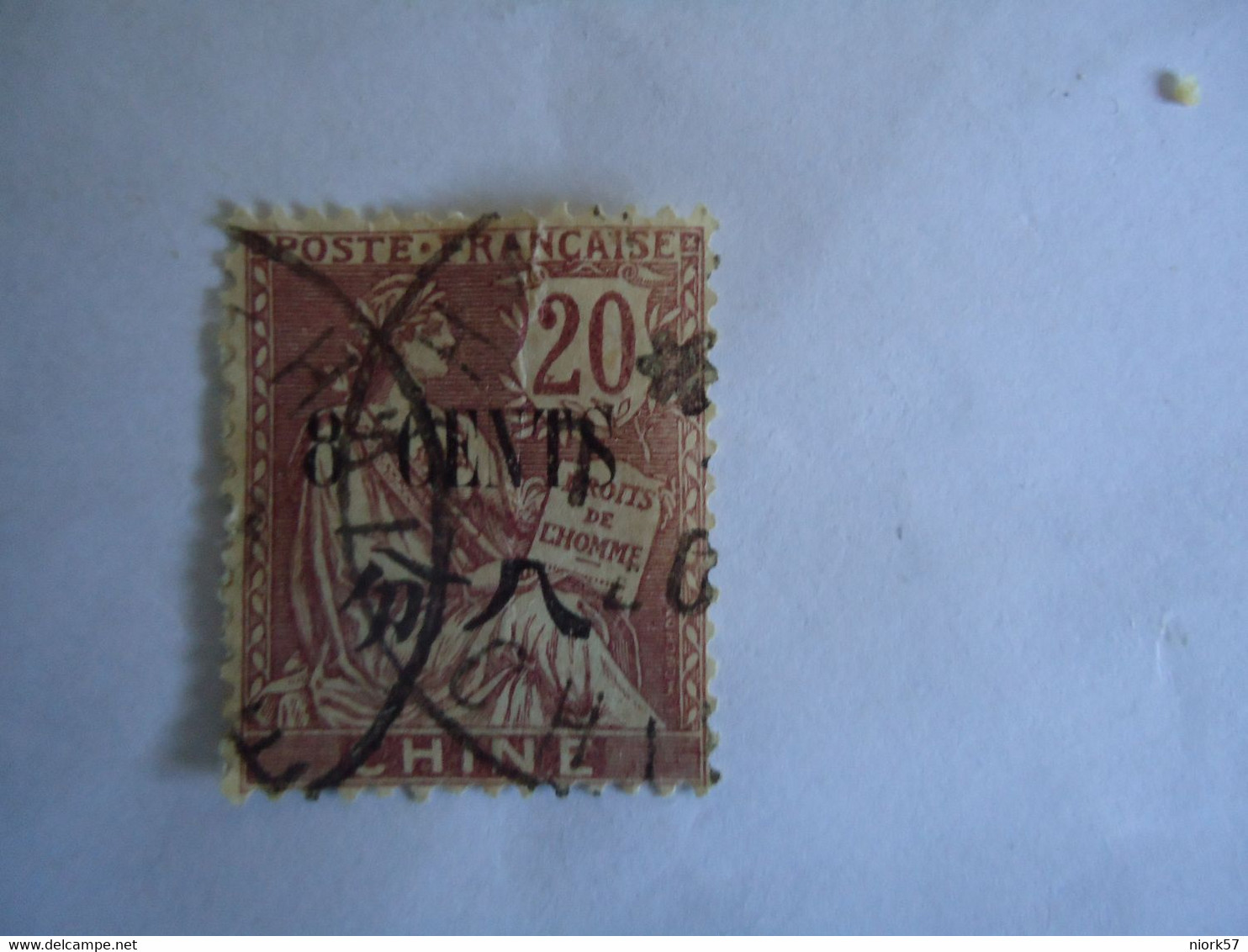 CHINA  FRANCE  USED STAMPS  OVERPRINT 8/20   WITH  POSTMARK - Autres & Non Classés