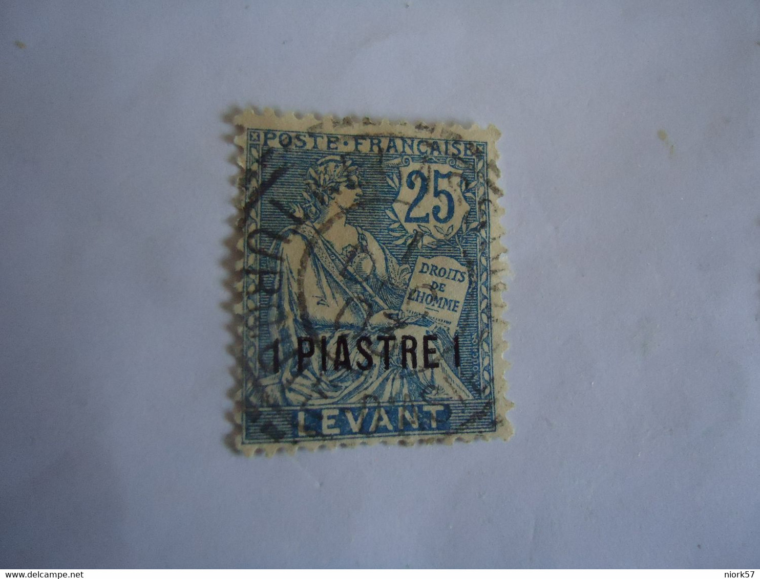 LEVANT   FRANCE  USED STAMPS   25C  OVERPRINT  WITH  POSTMARK - Other & Unclassified