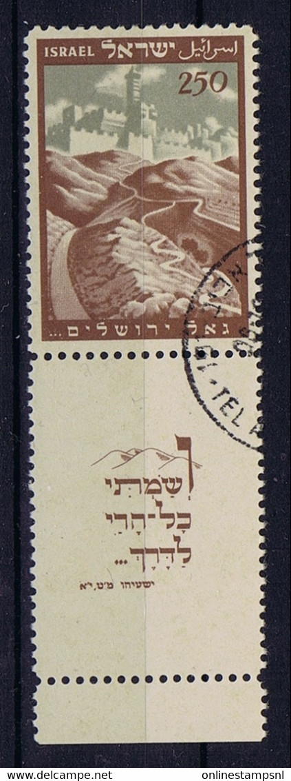 Israel: Mi  15 Used With Full Tab 1049 - Used Stamps (with Tabs)