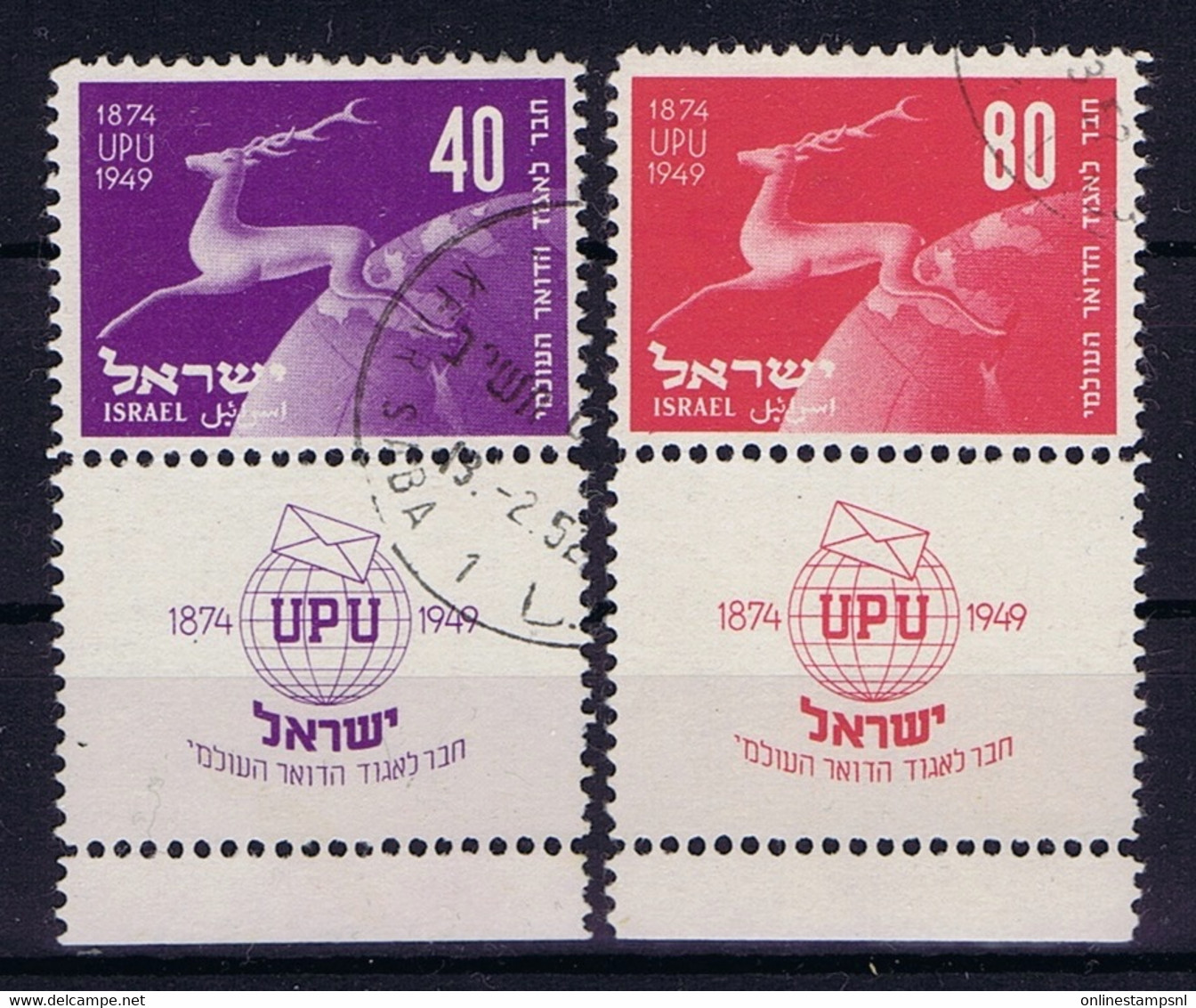 Israel: Mi  28 + 29 Cancelled - Used Stamps (with Tabs)