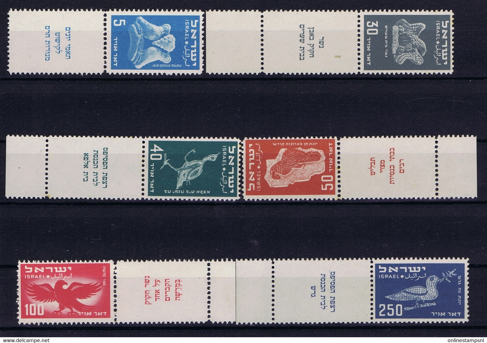 Israel: Mi  33 - 38 MNH/** Sans Charniere. Postfrisch  1950  Some Spots - Ungebraucht (mit Tabs)