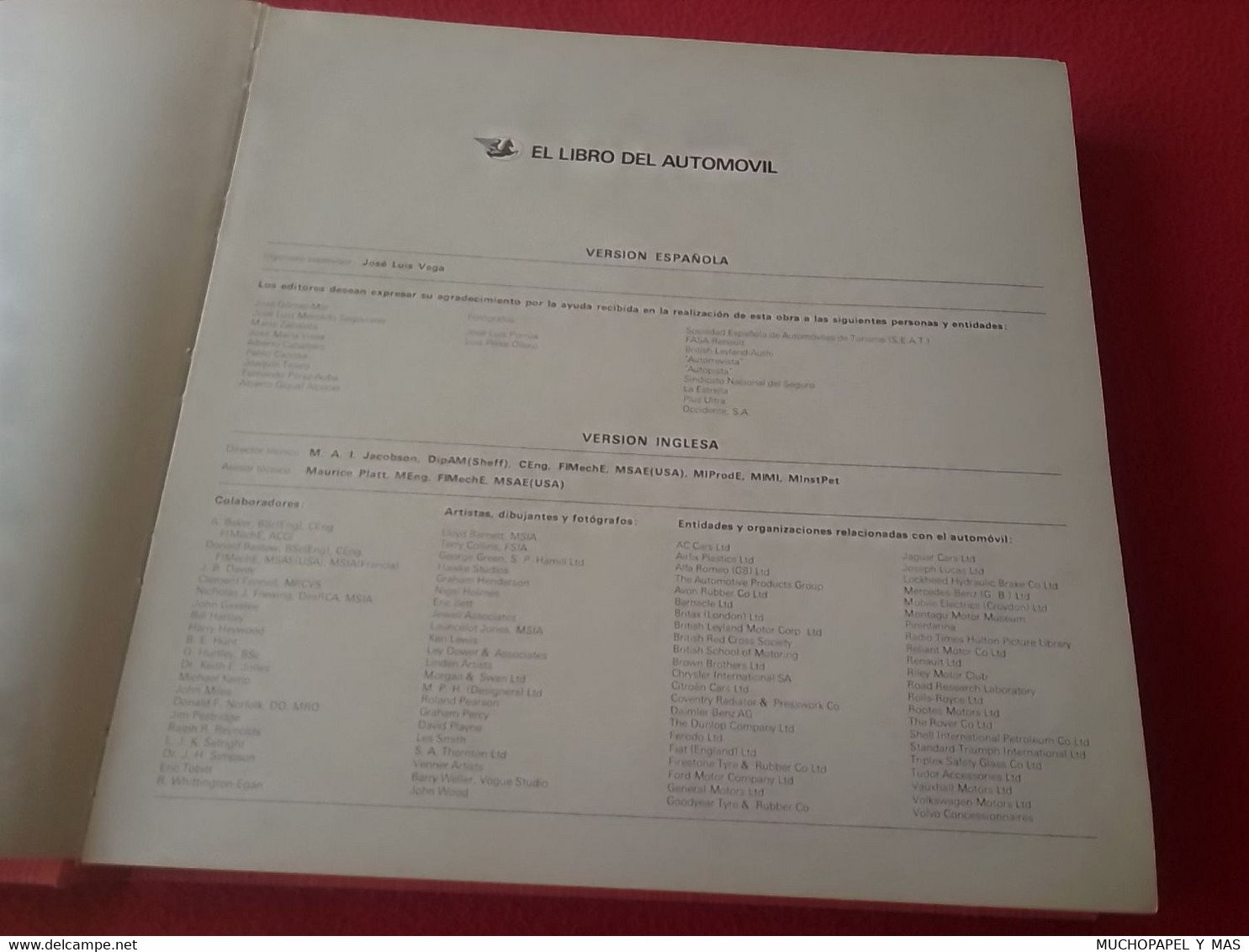 EL LIBRO DEL AUTOMÓVIL SELECCIONES DEL READER'S DIGEST SEGUNDA EDICIÓN REVISADA, D.L. 1972 VER FOTOS CARS COCHES VOITURE - Handwetenschappen