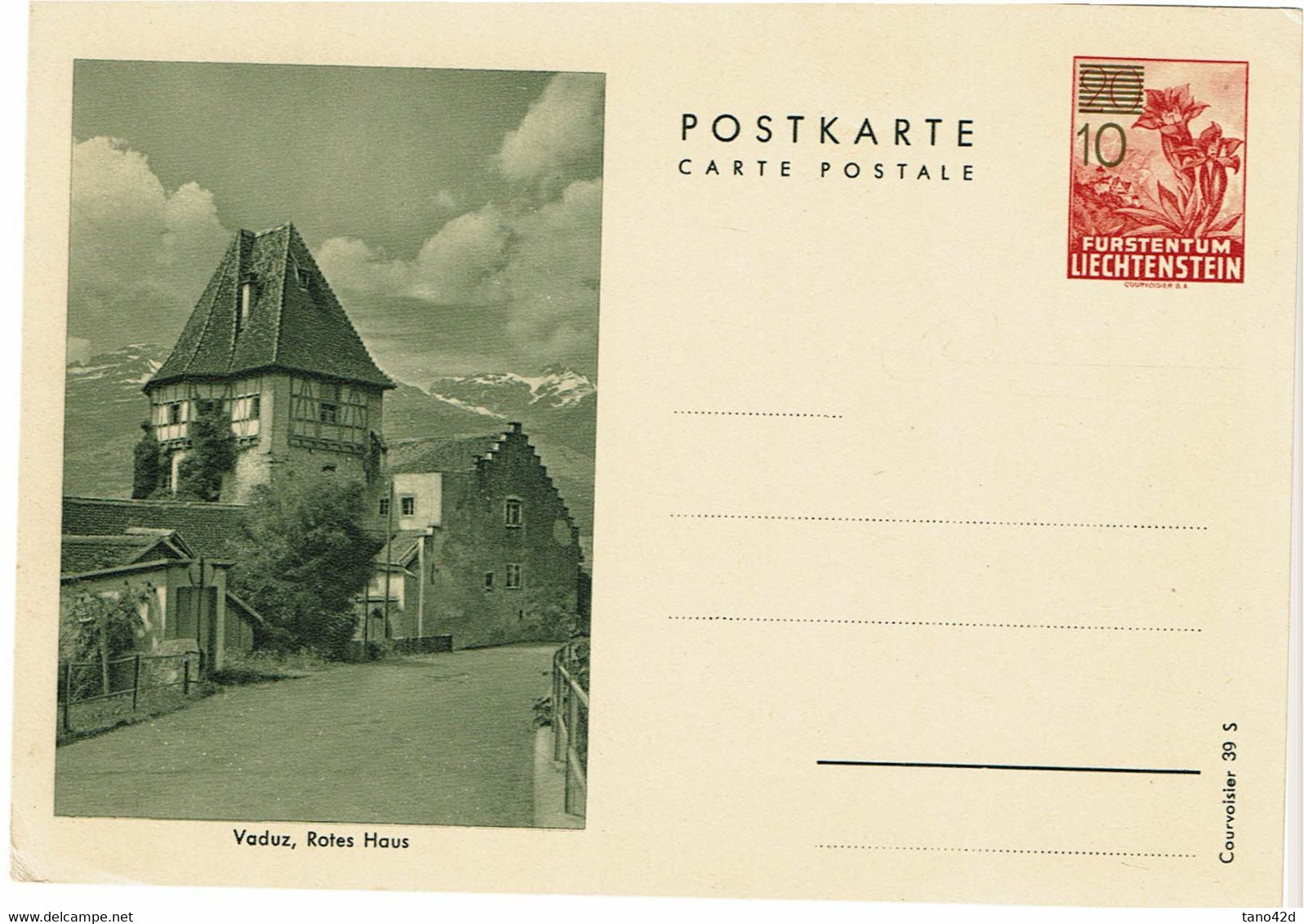 LACPI LIECHTENSTEIN EP CP 10/20 NEUVE - Interi Postali