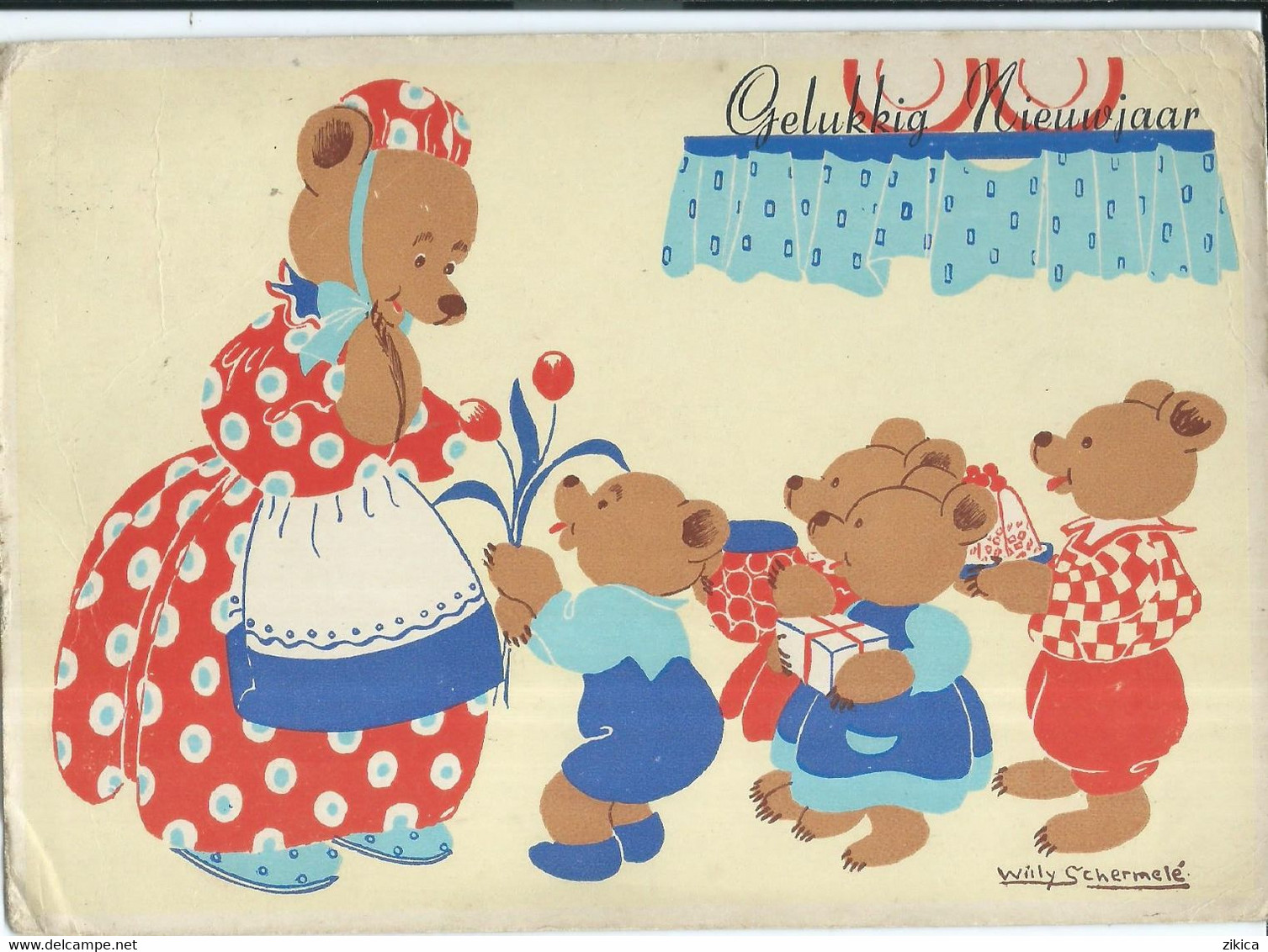 Netherlands Postcard,Illustrators - Signed > Schermele, Willy - Motive : Bears,1945 - Schermele, Willy