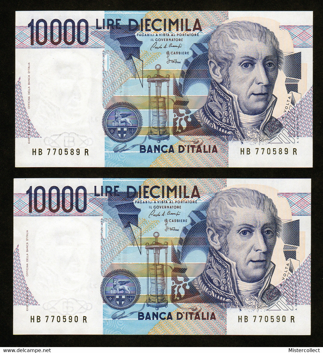 2 Billets Consécutifs De 10.000 LIRES Volta (Italie) - Pr. NEUF - 10000 Lire