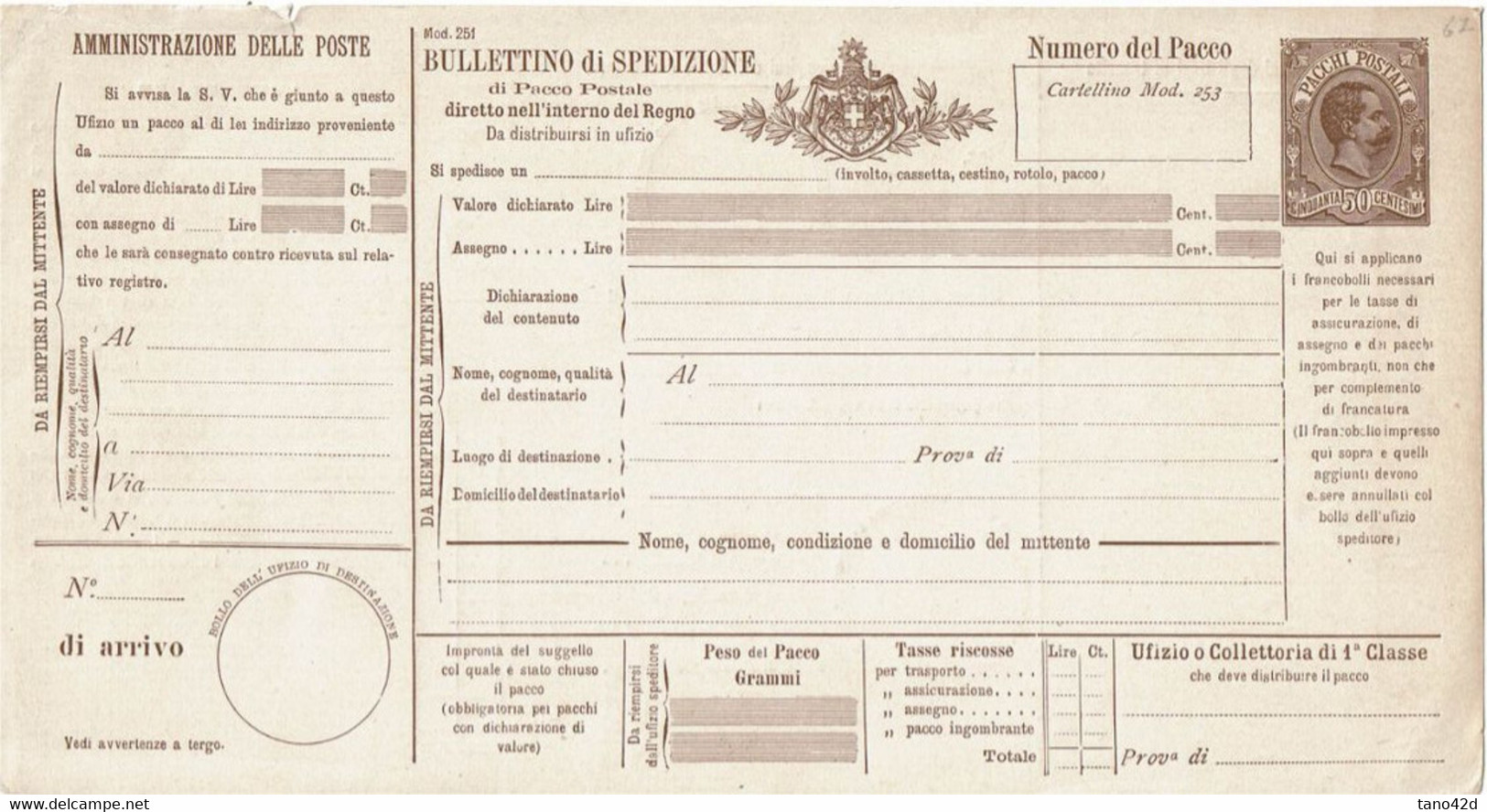 LACPI ITALIE COLIS POSTAL 50c - Postal Parcels