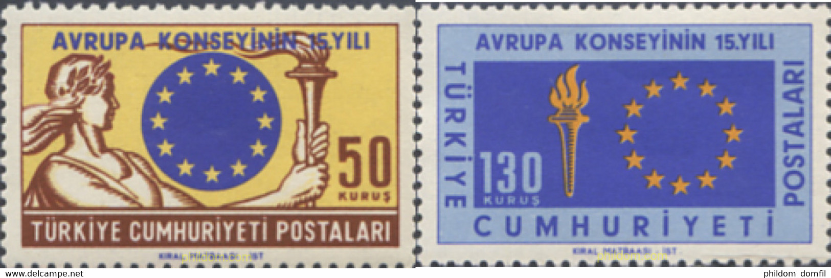 172317 MNH TURQUIA 1964 15 ANIVERSARIO DEL CONSEJO DE EUROPA - Lots & Serien