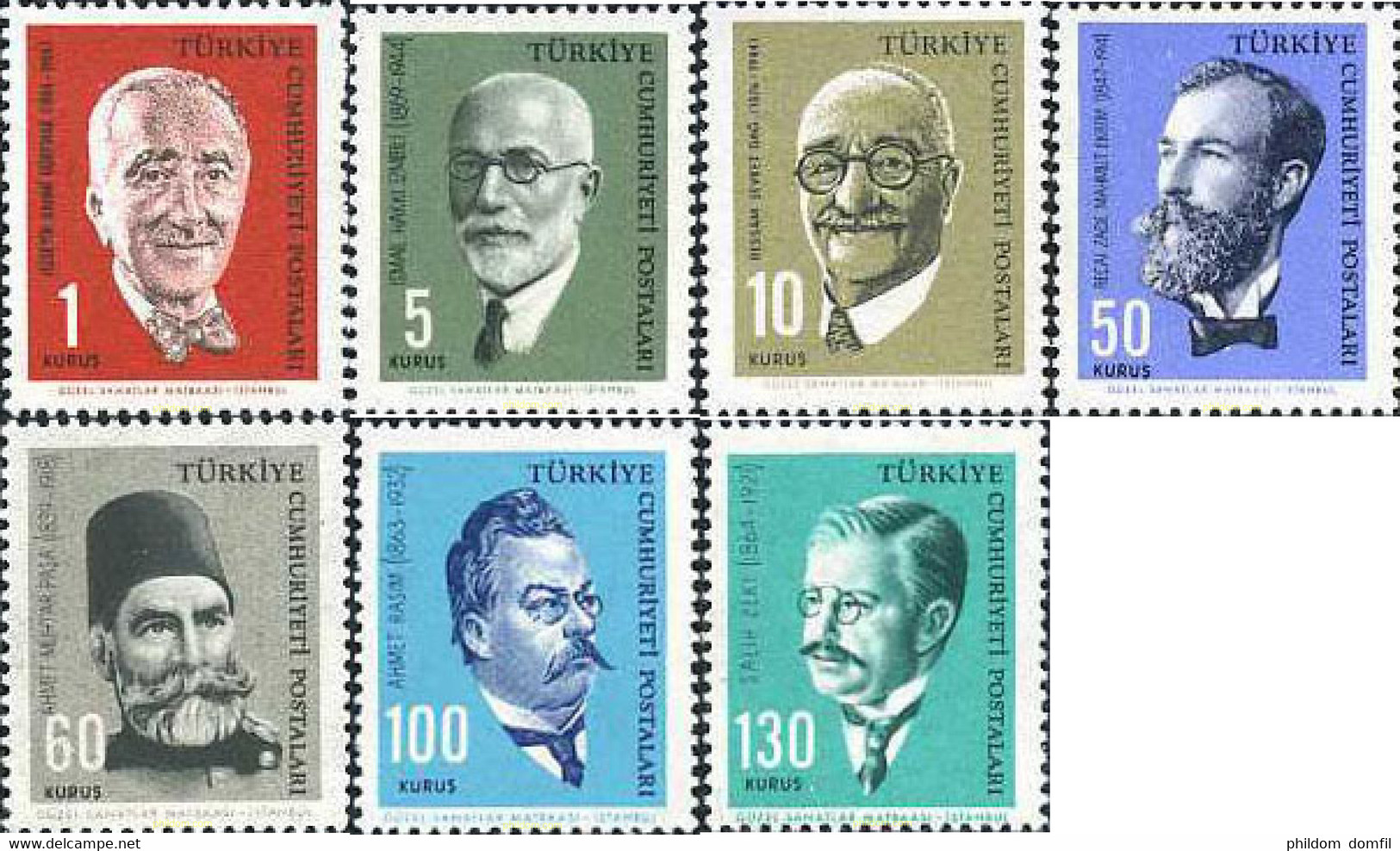 172326 MNH TURQUIA 1964 CELEBRIDADES NACIONALES - Collections, Lots & Series