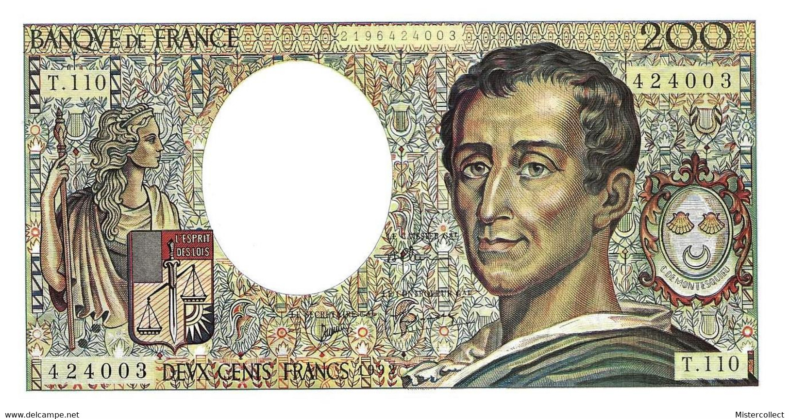 3 Billets Consécutifs 200 F Montesquieu 1992 - 200 F 1981-1994 ''Montesquieu''