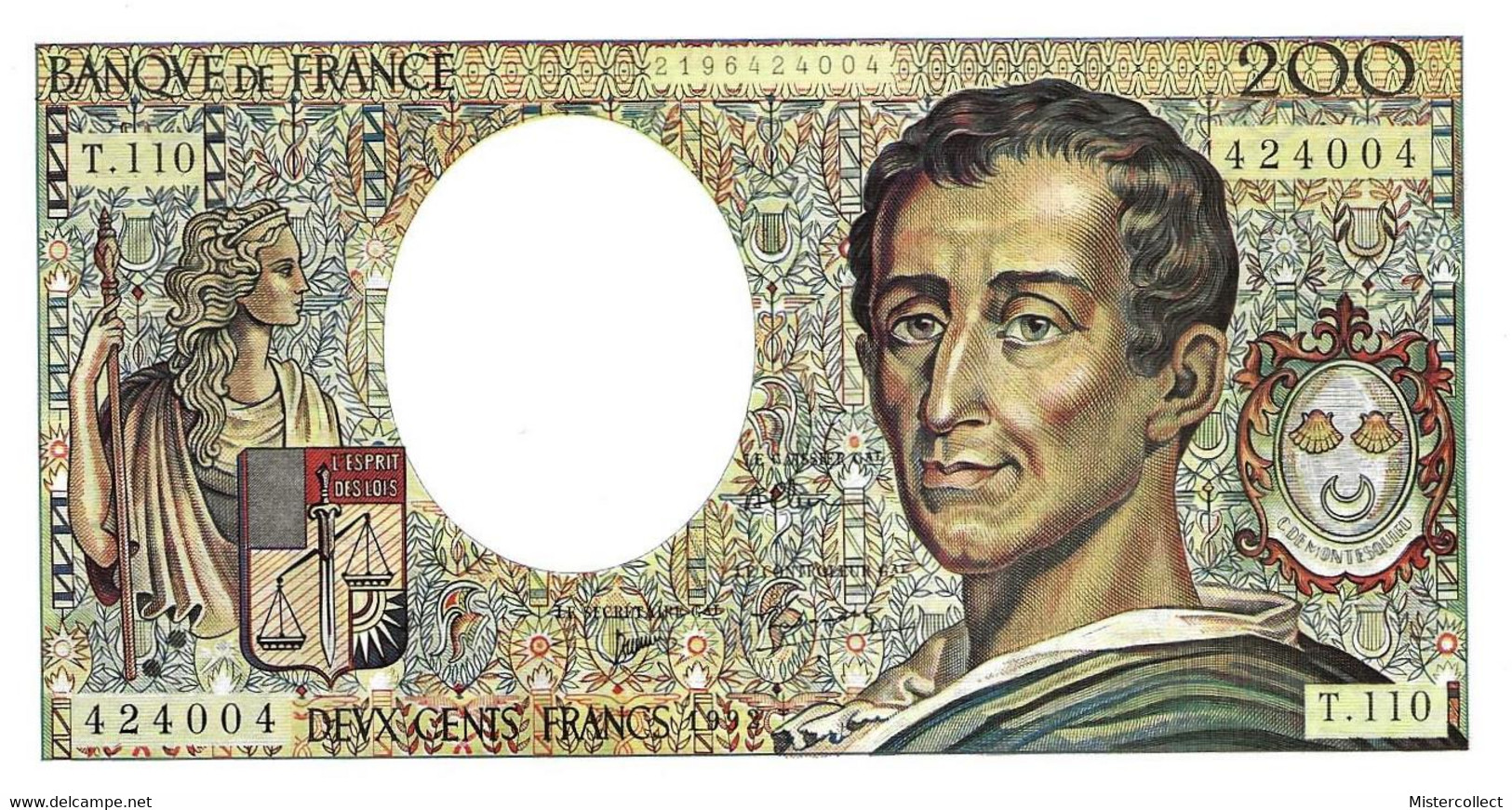 3 Billets Consécutifs 200 F Montesquieu 1992 - 200 F 1981-1994 ''Montesquieu''