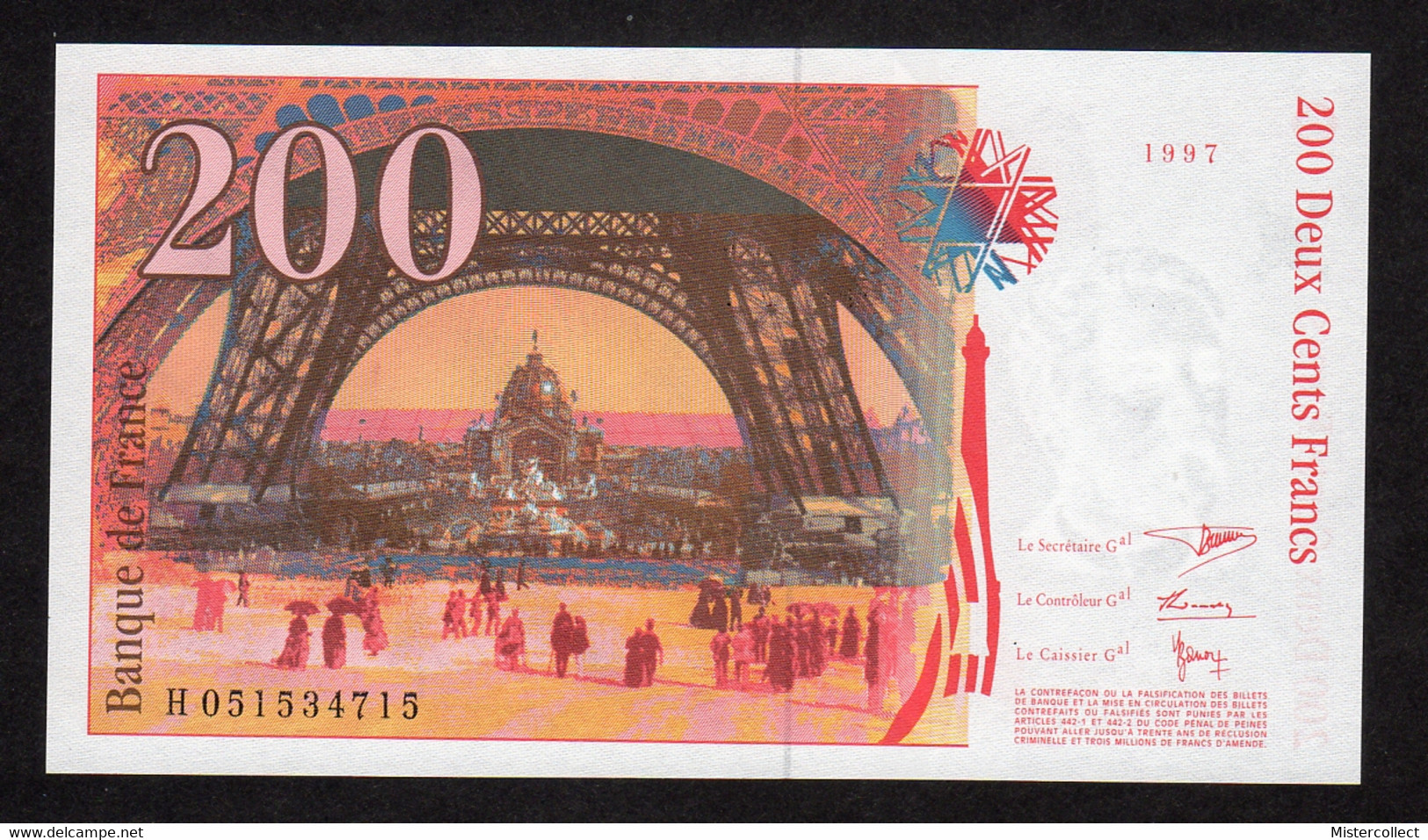 3 Billets Consécutifs  200 F EIFFEL 1997 - 200 F 1995-1999 ''Eiffel''