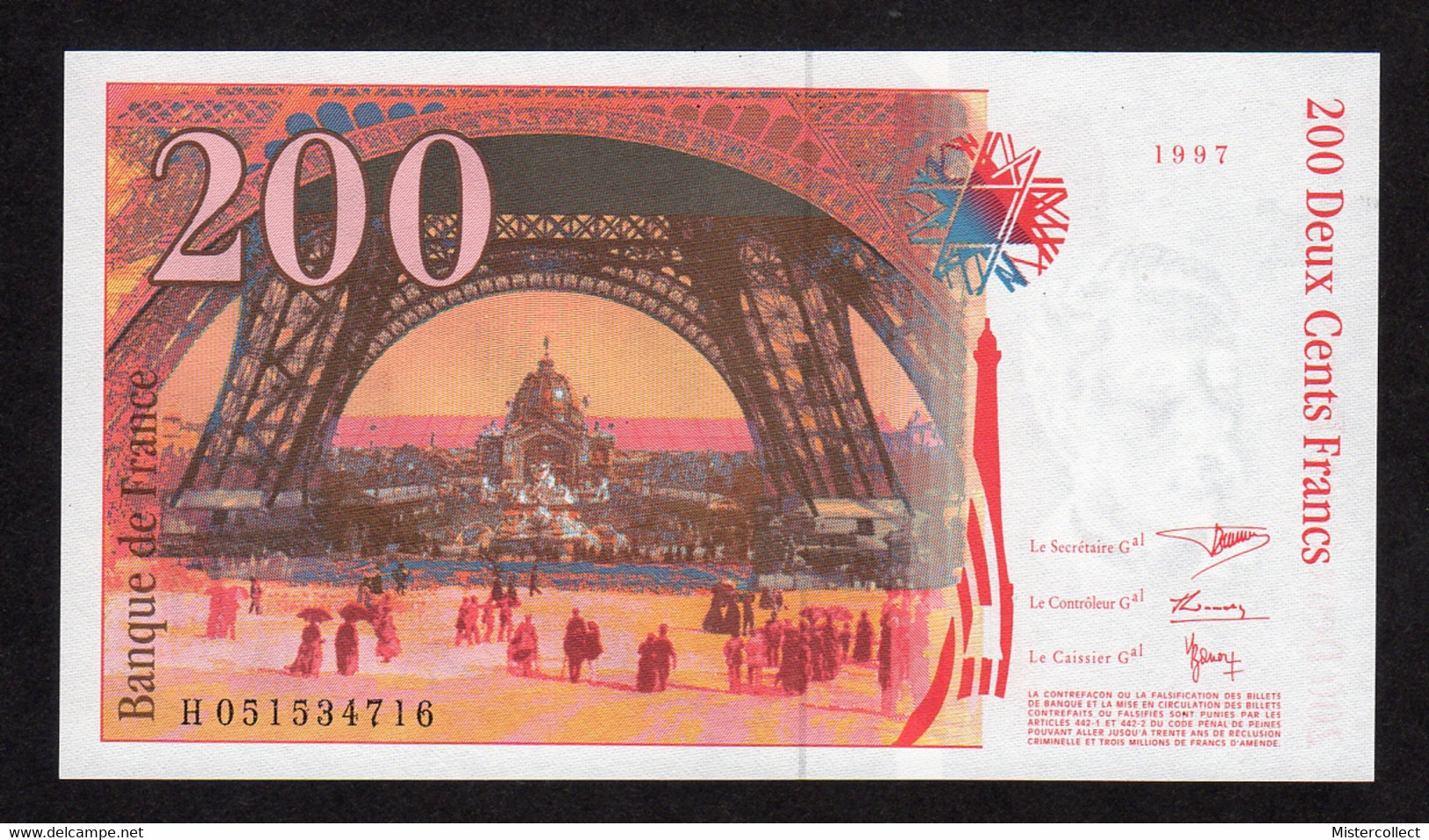 3 Billets Consécutifs  200 F EIFFEL 1997 - 200 F 1995-1999 ''Eiffel''