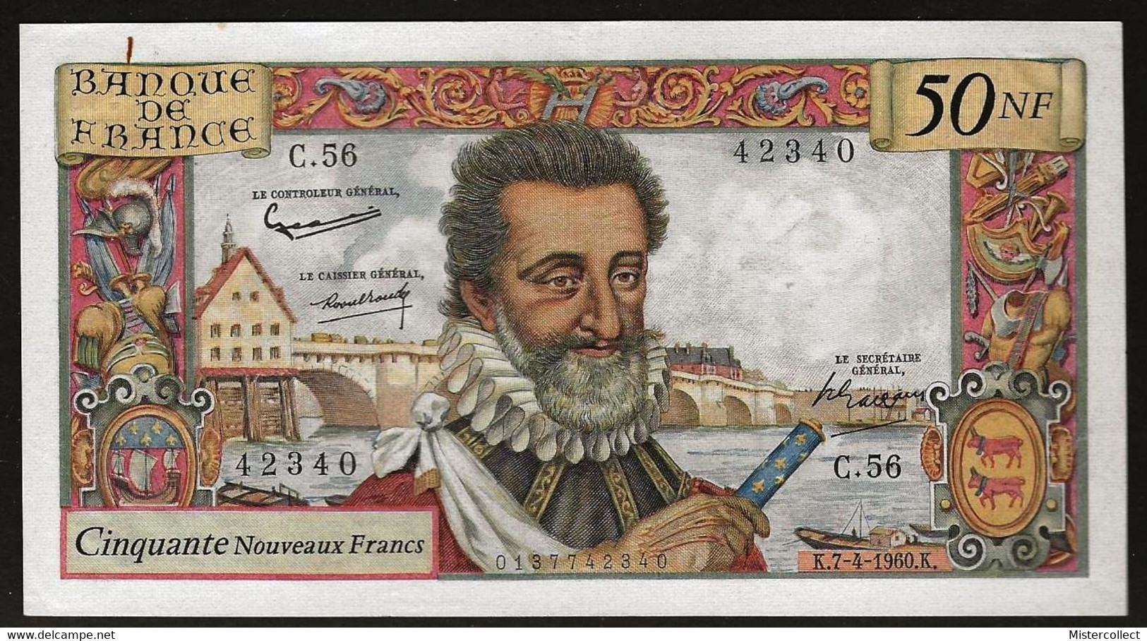 Billet 50 NF HENRY IV - 50 NF 1959-1961 ''Henri IV''