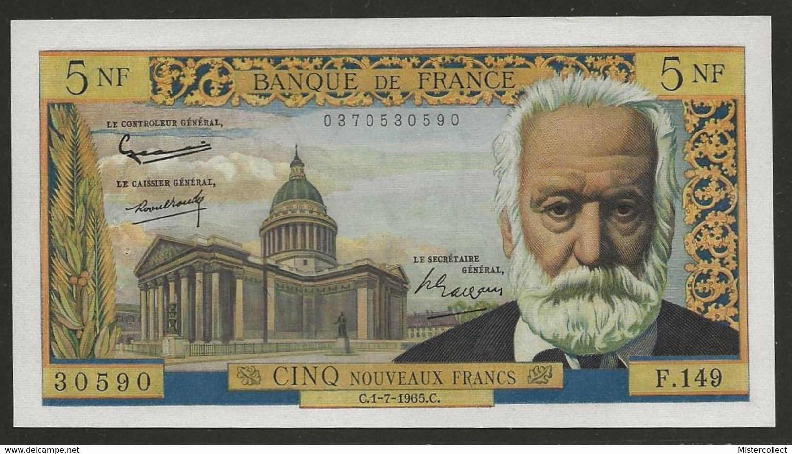 Billet 5 NF VICTOR HUGO 1965 - 5 NF 1959-1965 ''Victor Hugo''