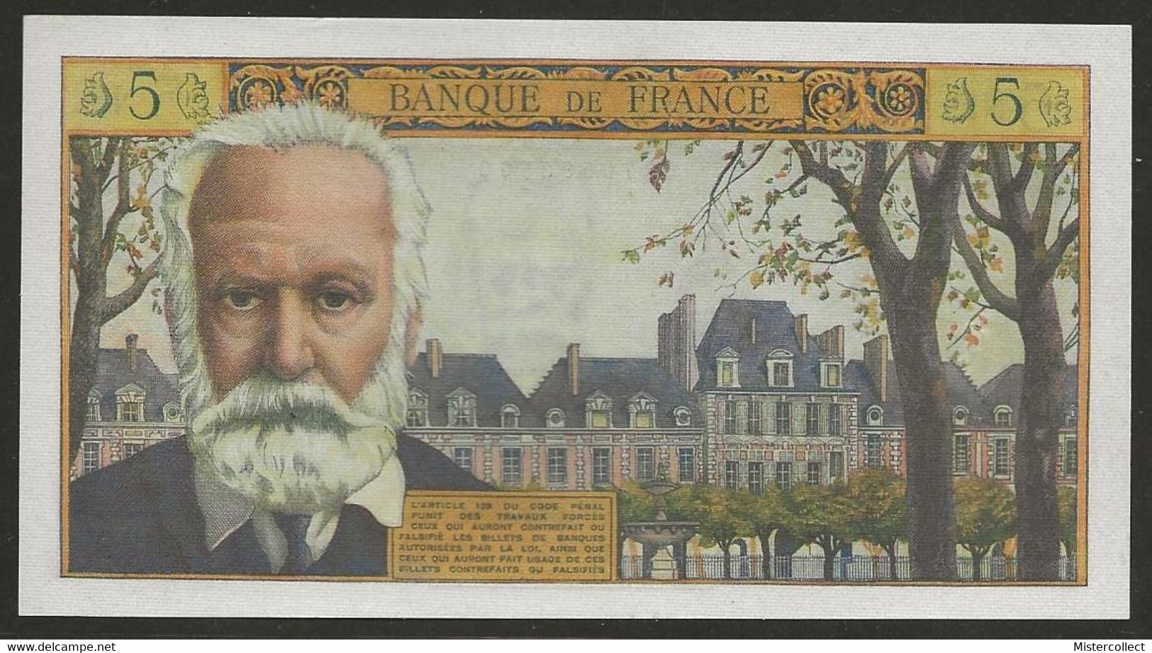 Billet 5 NF VICTOR HUGO 1965 - 5 NF 1959-1965 ''Victor Hugo''