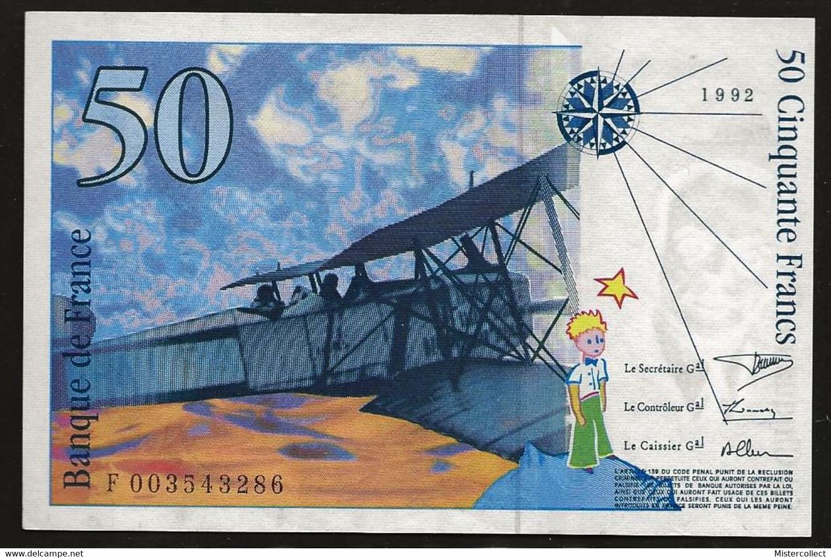 Billet 50 F SAINT-EXUPÉRY 1992 - 50 F 1992-1999 ''St Exupéry''