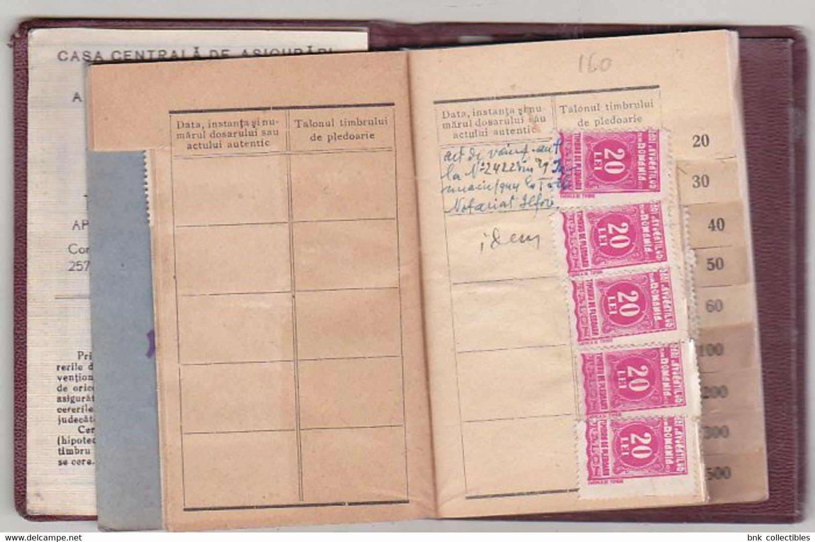 Romania Old Revenue Stamps - 1944 Booklet - The Central Insurance House Of Lawyers In Romania - Fiscaux