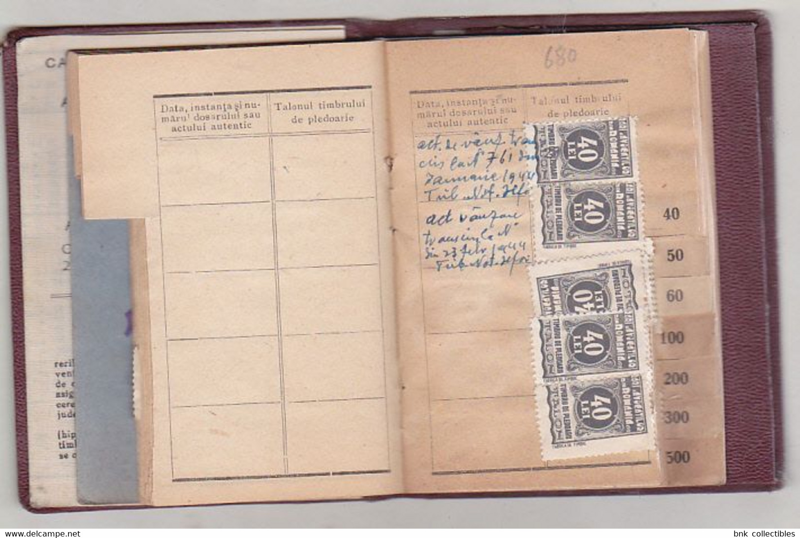 Romania old revenue stamps - 1944 Booklet - The Central Insurance House of Lawyers in Romania