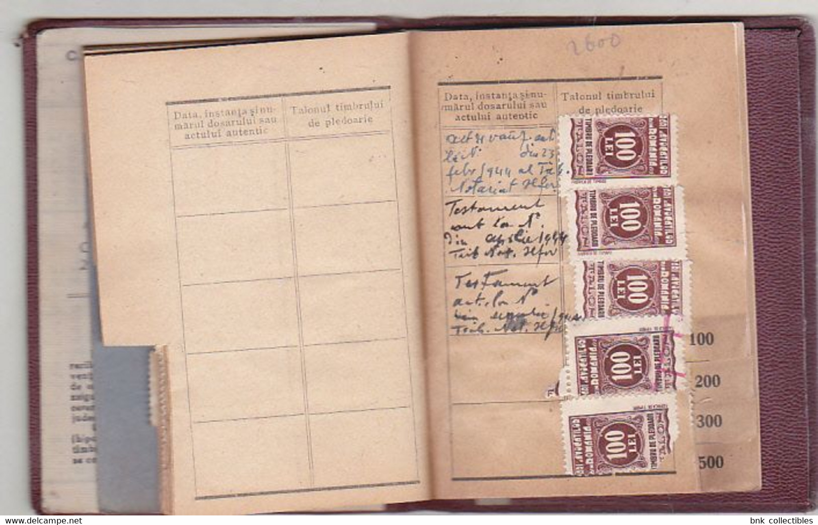 Romania old revenue stamps - 1944 Booklet - The Central Insurance House of Lawyers in Romania