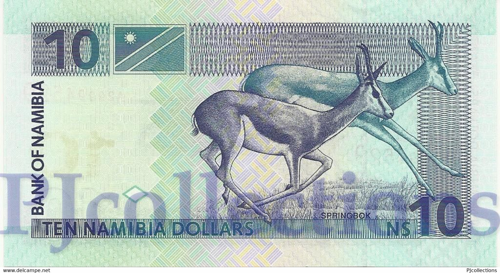 LOT NAMIBIA 10 DOLLARS 2001 PICK 4b UNC PREFIX "A" X 5 PCS - Namibia