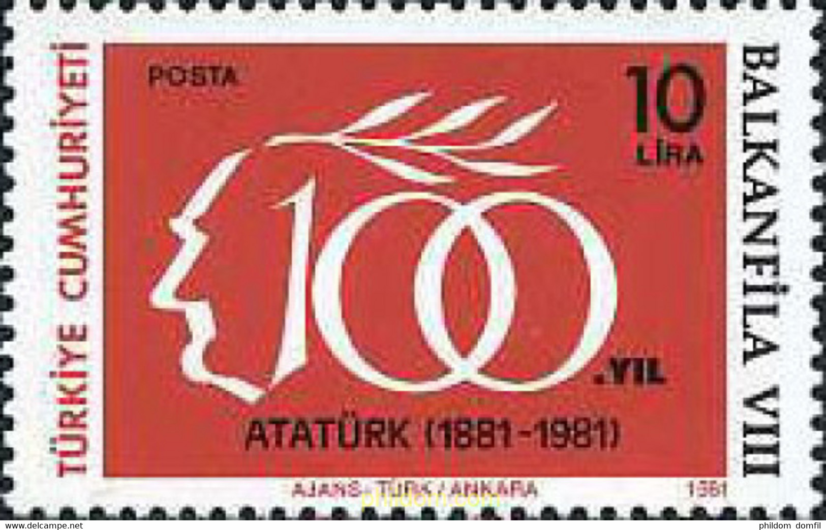 173040 MNH TURQUIA 1981 100 ANIVERSARIO DEL NACIMIENTO DE ATATURK Y BALKANFILA VIII - Lots & Serien