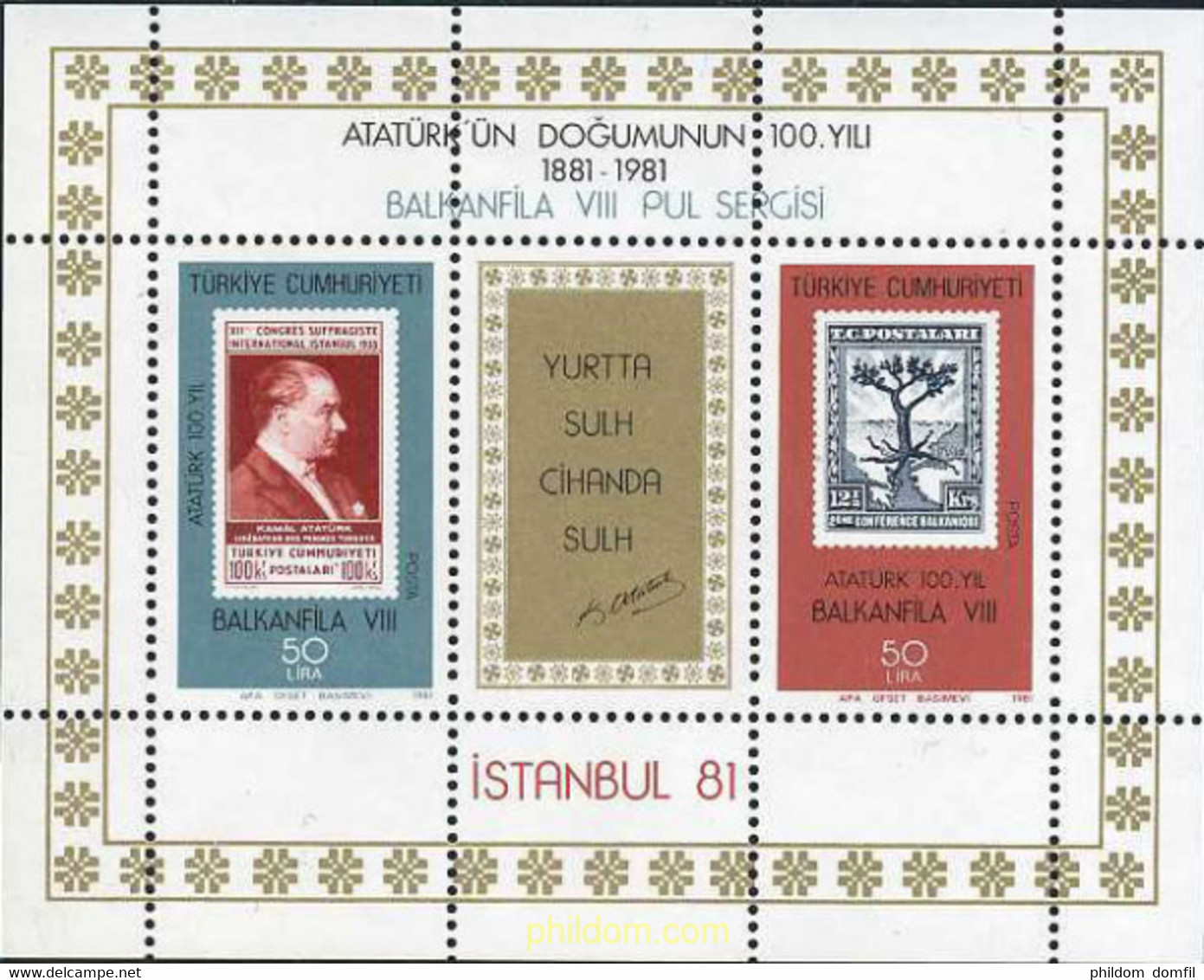 173080 MNH TURQUIA 1981 CENTENARIO CENTRE DEL NACIMIENTO DE ATATURK Y BALKANFILA VIII - Collections, Lots & Séries