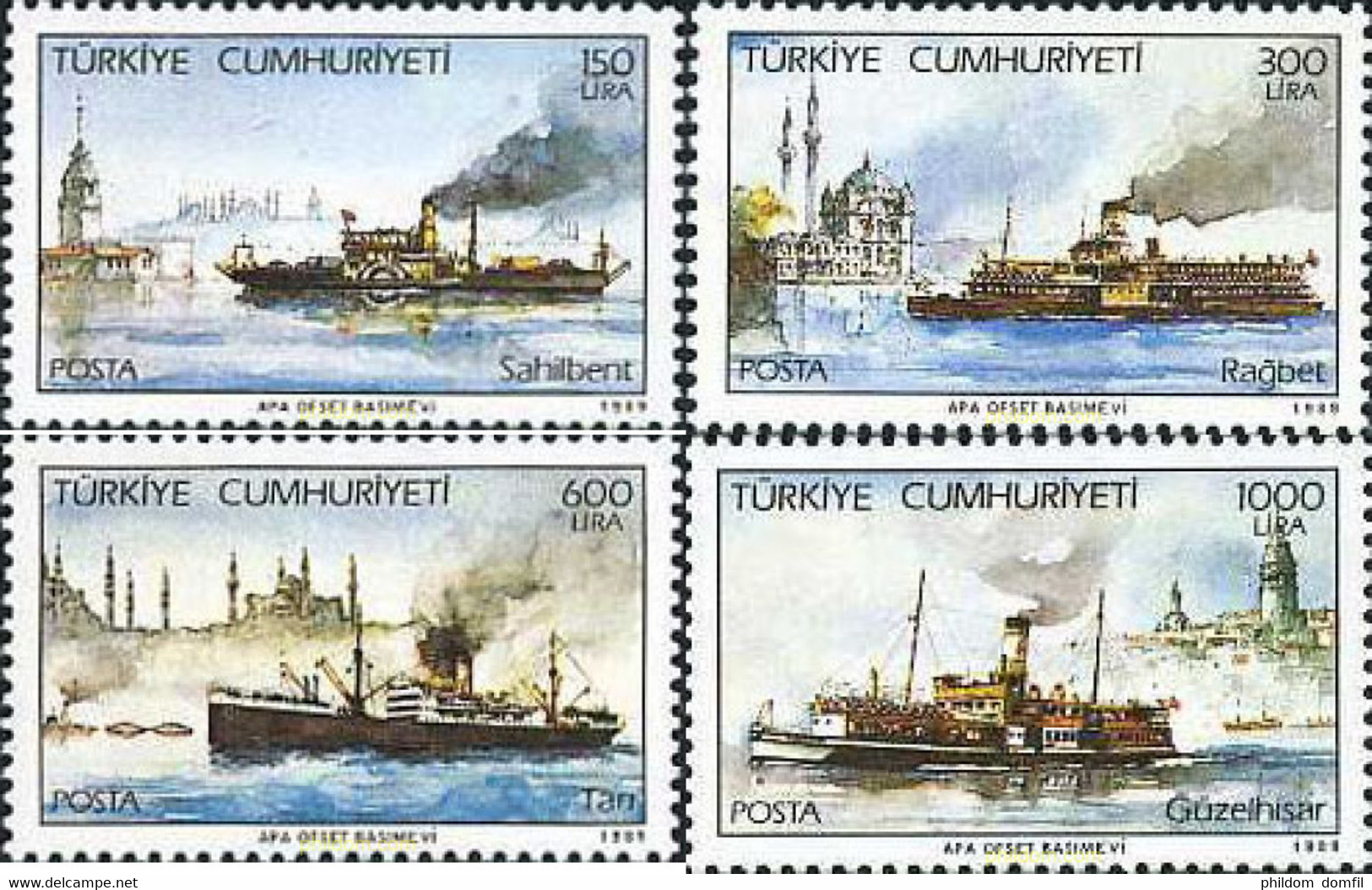 173543 MNH TURQUIA 1989 NAVIOS A VAPOR SOBRE BOSFORE - Collections, Lots & Séries