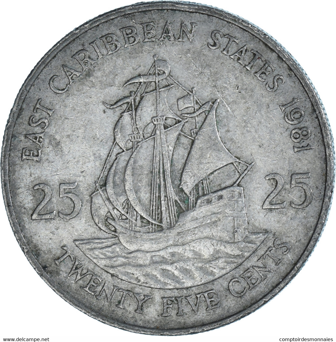 Monnaie, Etats Des Caraibes Orientales, 25 Cents, 1981 - Ostkaribischer Staaten