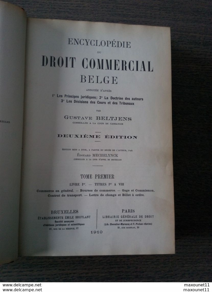 Ancien Livre Encyclopédie Sur Le Droit Commercial Belge ... Lot Sts20 - Encyclopédies