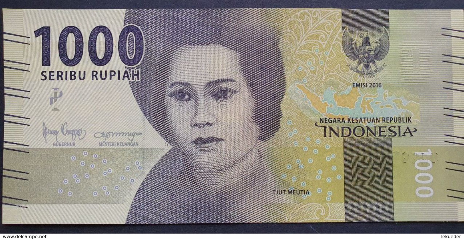 Billete De Banco De INDONESIA "Tjuta Meutia" - 1000 Rupiah, 2016  Sin Cursar - Andere - Azië