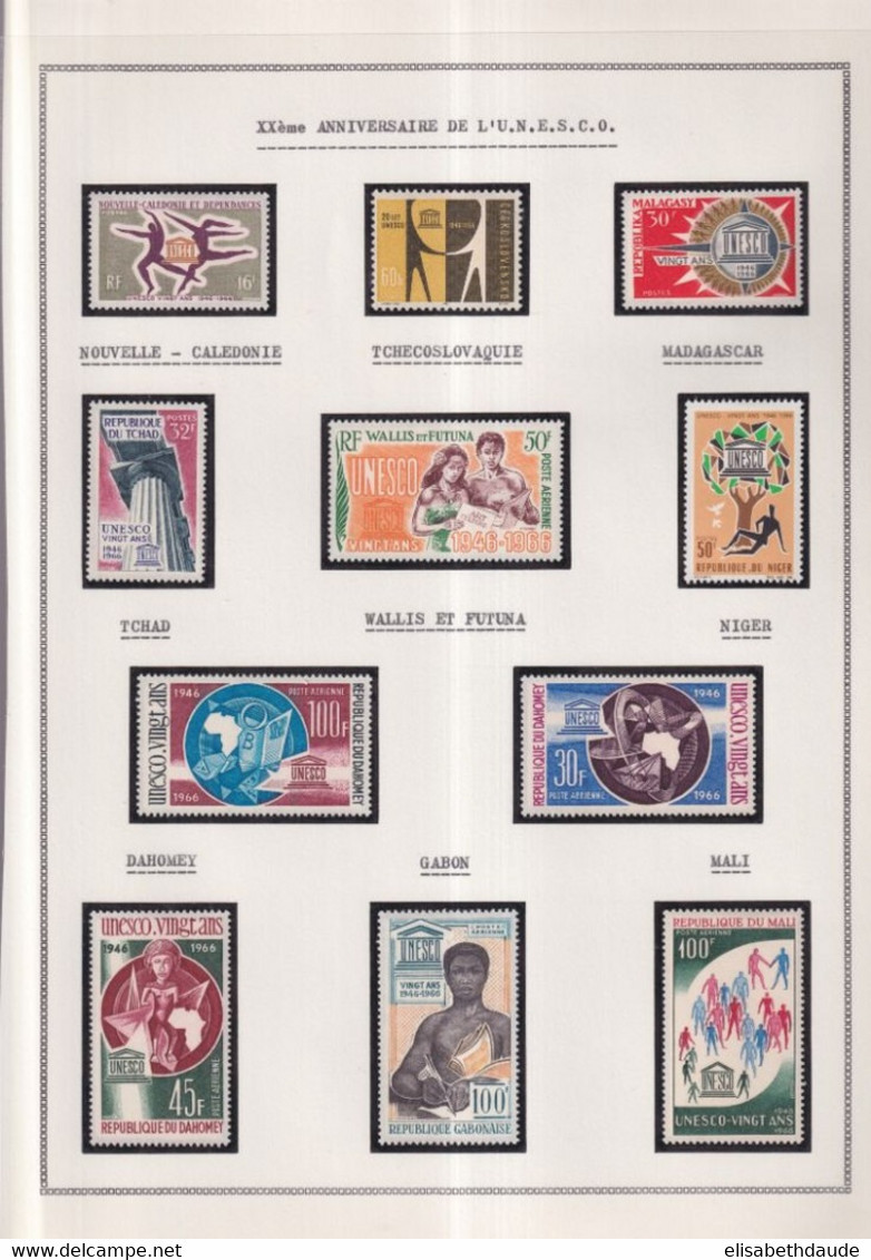 GRANDES SERIES INTERN. : UNESCO - 1966 - "20° ANNIVERSAIRE" Sur 34 FEUILLES ALBUM ! **/* MNH/MLH - DONT HONG KONG ! - Sammlungen (im Alben)