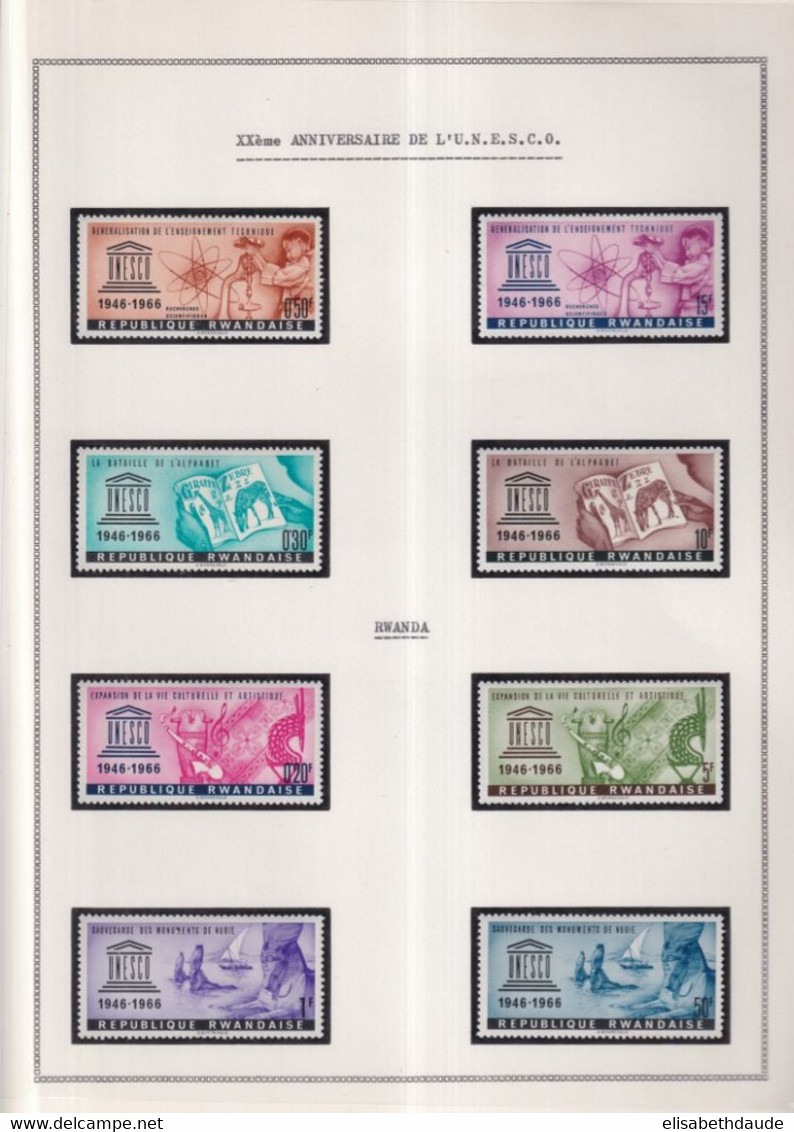 GRANDES SERIES INTERN. : UNESCO - 1966 - "20° ANNIVERSAIRE" sur 34 FEUILLES ALBUM ! **/* MNH/MLH - DONT HONG KONG !