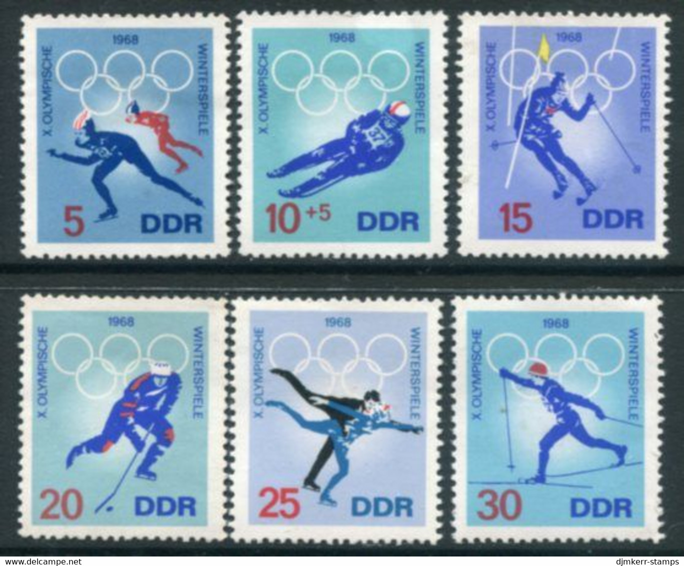 DDR / E. GERMANY 1968 Winter Olympic Games MNH / **.  Michel 1335-40 - Ongebruikt