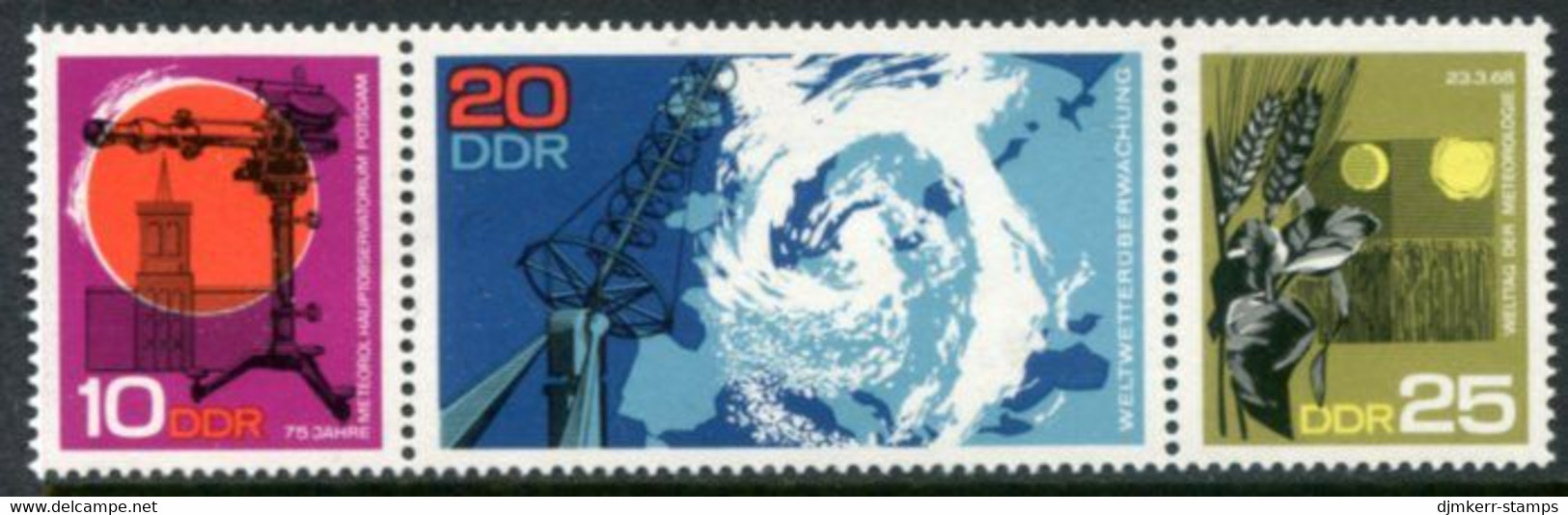 DDR / E. GERMANY 1968 Meteorological Observatory Strip MNH / **.  Michel 1343-45 - Ungebraucht