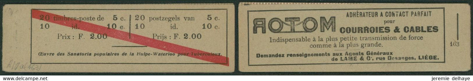 Carnet De Timbres-poste (1913) - N°A10a** "Rottom". Prix 2 Fr / Complet, N°163. Fraicheur Postale - 1907-1941 Oude [A]