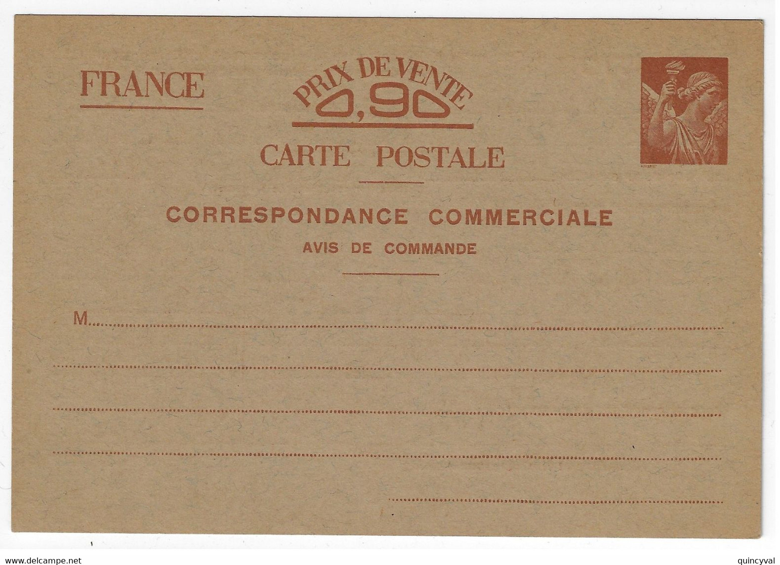Carte Postale Commerciale INTERZONE 90c Avis De Commande Storch H3a Yv Sans Valeur Carton Chamois - Cartes Postales Types Et TSC (avant 1995)