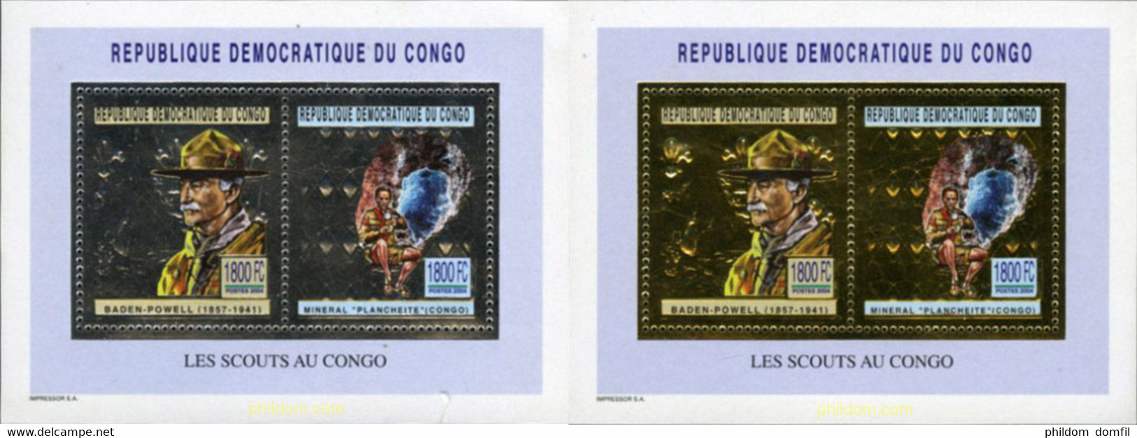 214033 MNH CONGO. República Democrática 2004 BADEN POWELL Y MINERALES - Usados