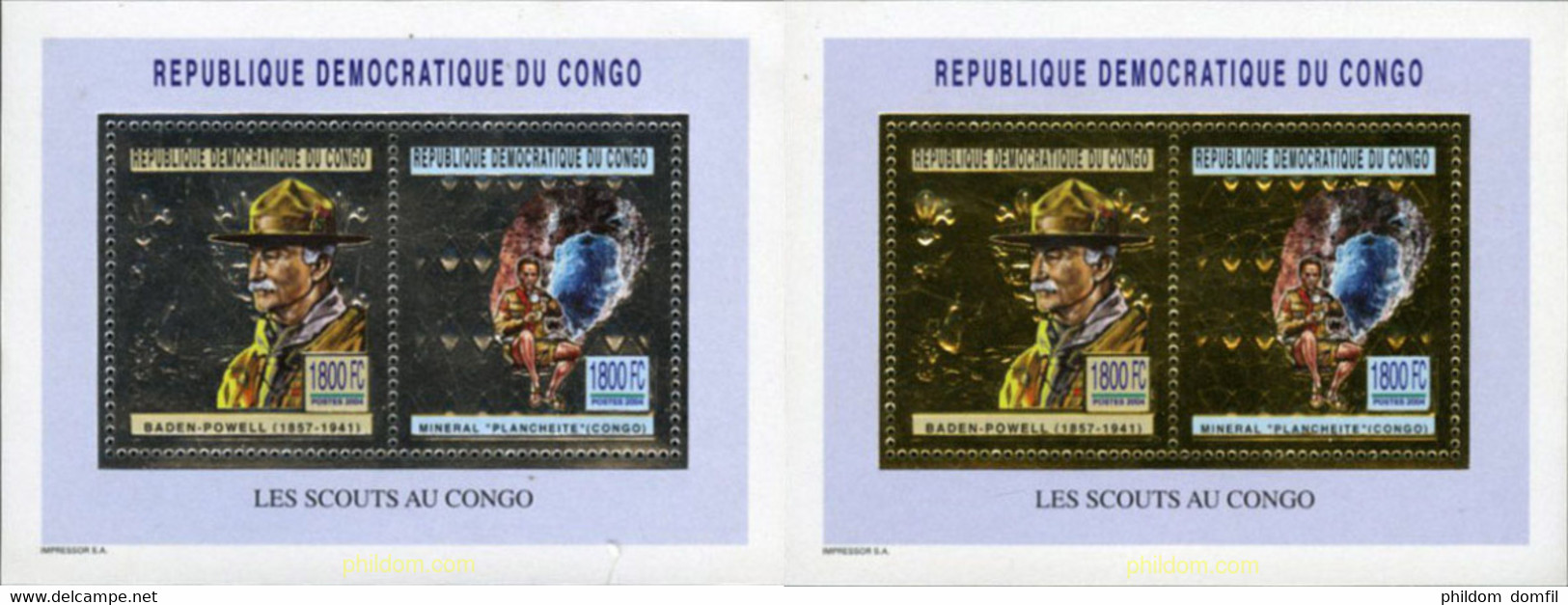 214033 MNH CONGO. República Democrática 2004 BADEN POWELL Y MINERALES - Used