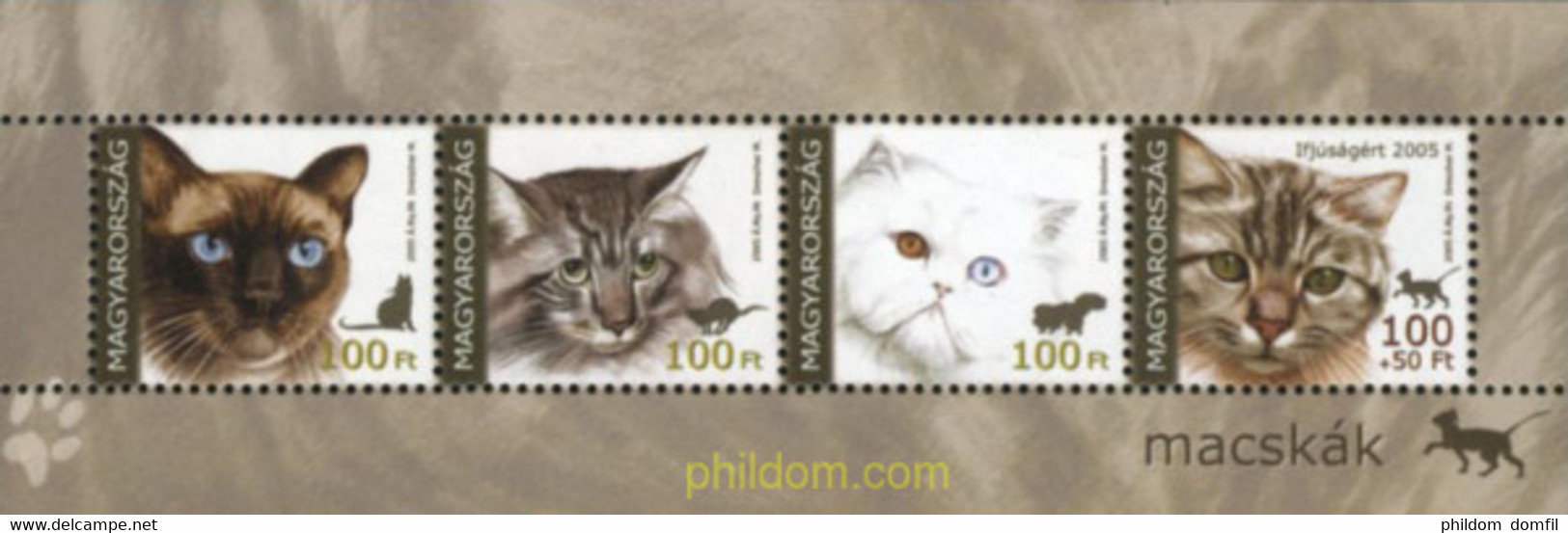182537 MNH HUNGRIA 2005 GATOS - Used Stamps