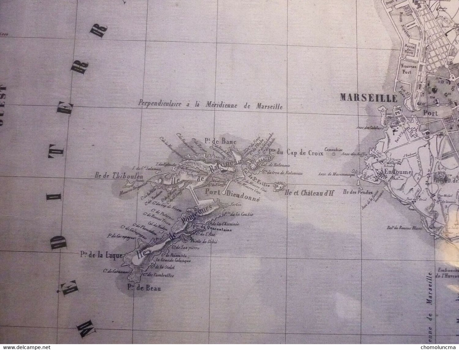 Magnifique Carte 1/30 000 Plan du territoire de Marseille et ses environs 1864 belle reproduction plastifiée