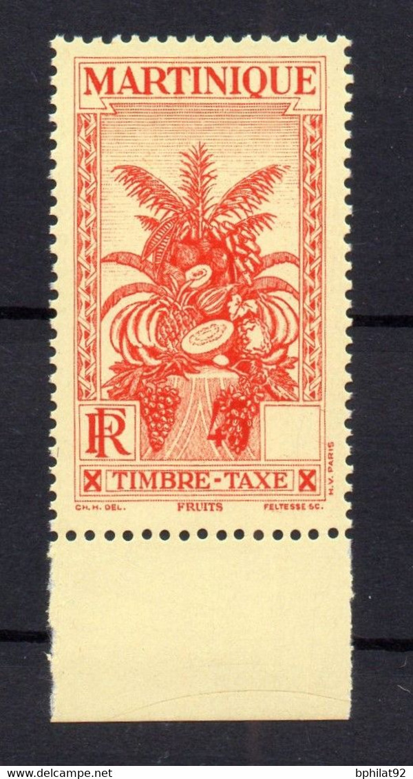 !!! MARTINIQUE, TAXE N°17a VALEUR HORS DU CARTOUCHE NEUF **, GOMME COLONIALE, SIGNE CALVES - Timbres-taxe