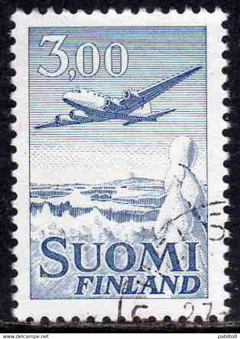 SUOMI FINLAND FINLANDIA FINLANDE 1963 AIR POST MAIL AIRMAIL DC-6 3.00m USED USATO OBLITERE' - Gebraucht