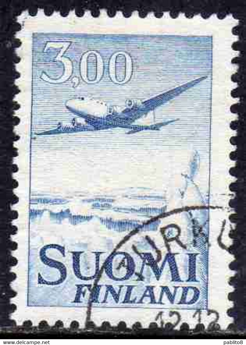 SUOMI FINLAND FINLANDIA FINLANDE 1963 AIR POST MAIL AIRMAIL DC-6 3.00m USED USATO OBLITERE' - Used Stamps