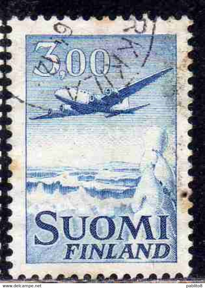 SUOMI FINLAND FINLANDIA FINLANDE 1963 AIR POST MAIL AIRMAIL DC-6 3.00m USED USATO OBLITERE' - Oblitérés
