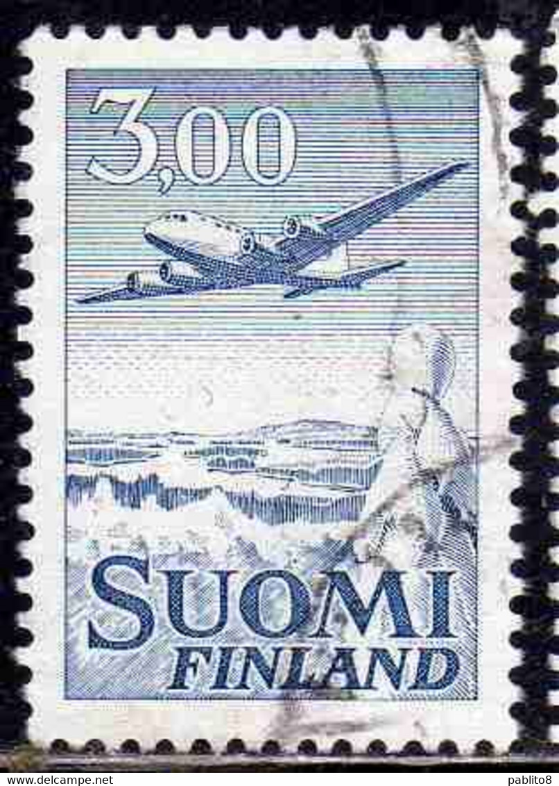 SUOMI FINLAND FINLANDIA FINLANDE 1963 AIR POST MAIL AIRMAIL DC-6 3.00m USED USATO OBLITERE' - Gebraucht