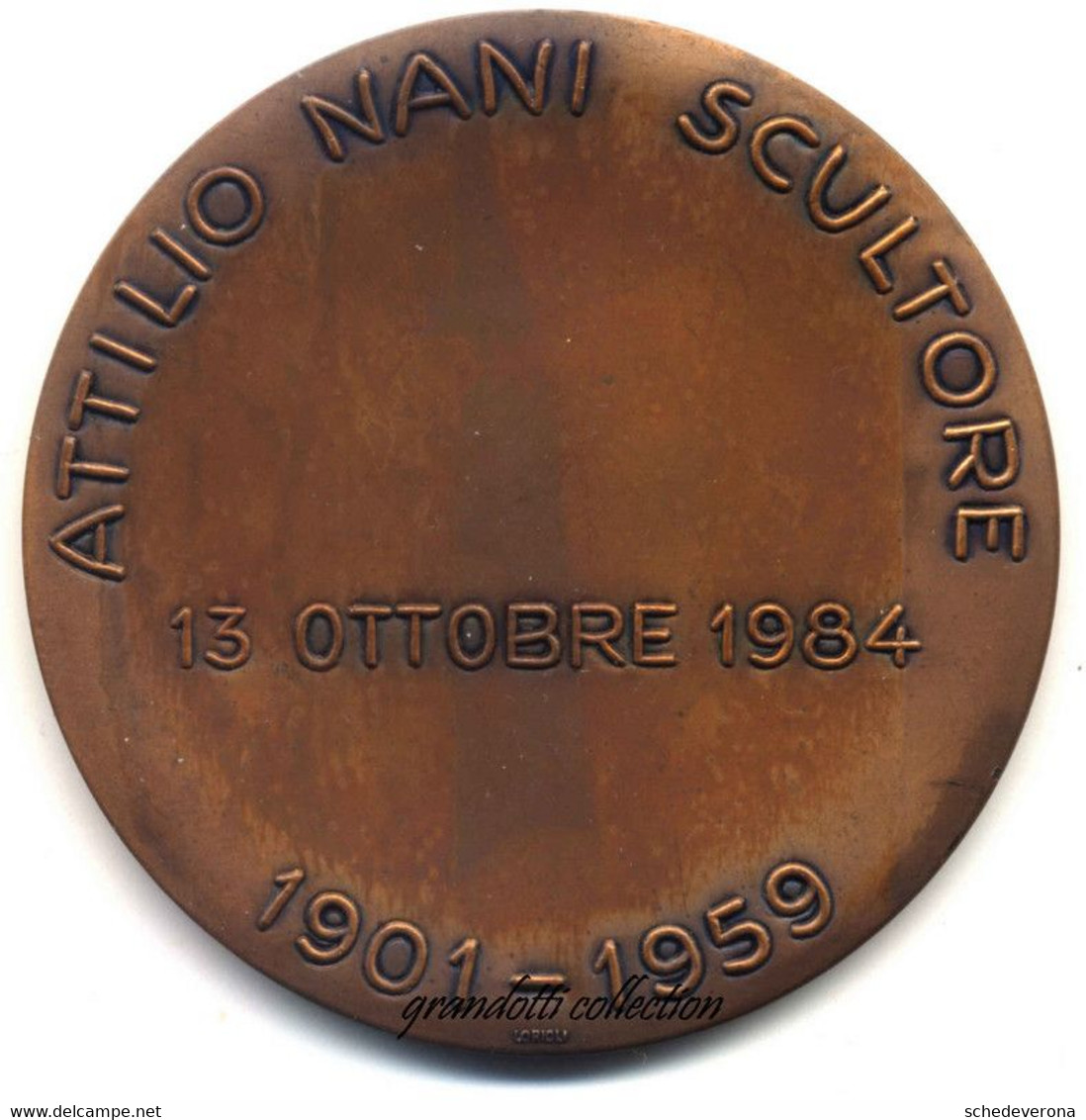 TILIO NANI SCULTORE GRANDE BRONZO A RICORDO 25° ANNIVERSARIO MORTE 1984 - Profesionales/De Sociedad