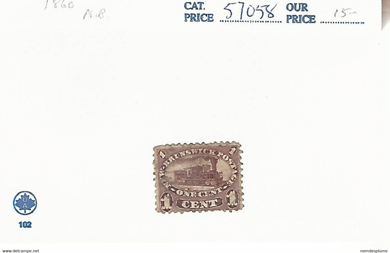 57058 ) Canada  New Brunswick 1860  Postmark Cancel - Usati